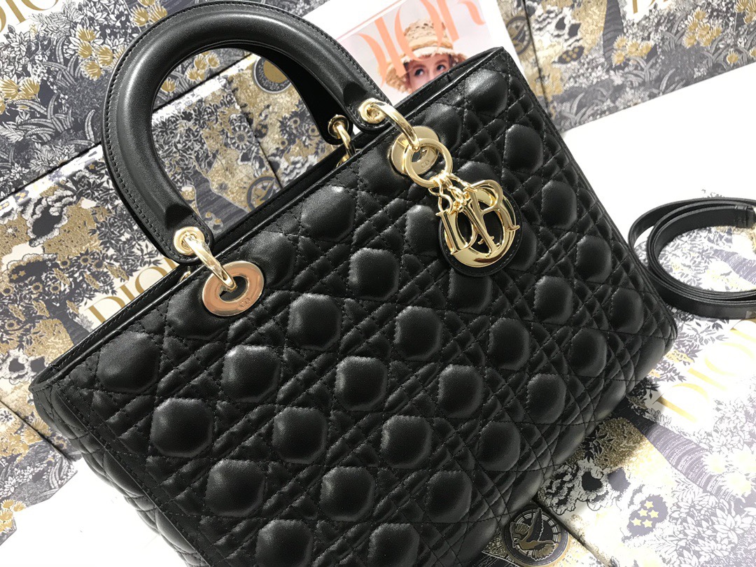 Large Lady Dior Bag Black Cannage Lambskin